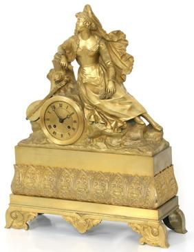 Gilt Bronze Figural Mantle Clock