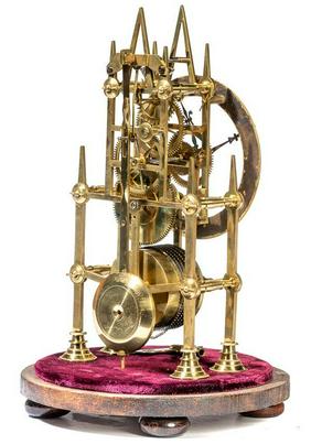 Miniature Single Fusee Skeleton Clock