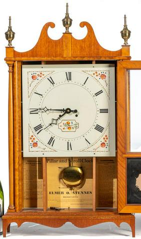 Elmer Stennes Pillar & Scroll Clock, Circa 1968
