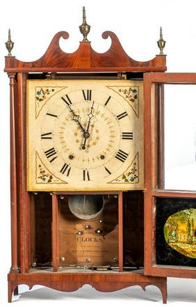 Mark Leavenworth Pillar & Scroll Clock, Circa 1820