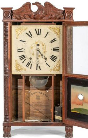 Eli Terry Carved Quarter Column and Splat Clock