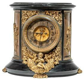 Marble Ansonia Round Movement Clock