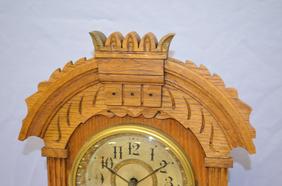 Ansonia Oak “Tunis” Cabinet Clock. T&S signed paper