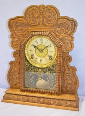 E.N Welch Oak “No 65” Kitchen Clock. T&S signed dial;
