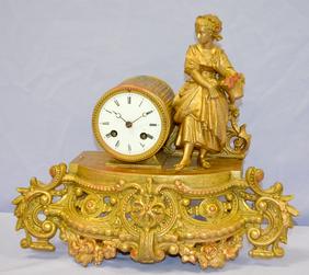 French S. Marti Gilt Statue Clock. T&S, unsigned