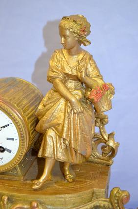 French S. Marti Gilt Statue Clock. T&S, unsigned