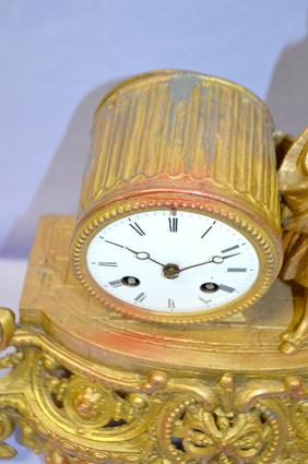 French S. Marti Gilt Statue Clock. T&S, unsigned