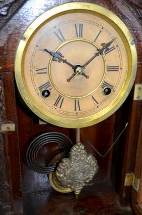 Waterbury Walnut “Uncas” Kitchen Clock. T&S, signed
