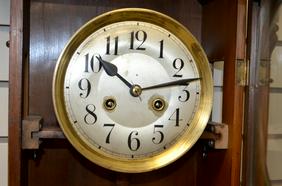 German Box Clock. T&S, unsigned 7″ dial; has pendulum;