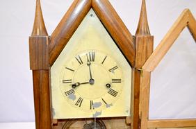 E. Manross Rosewood Sharp Gothic Clock. T&S unsigned