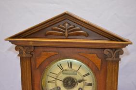 Carved Wood 2 Bell Alarm Clock. T&S and alarm, metal