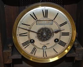 Carved Wood 2 Bell Alarm Clock. T&S and alarm, metal