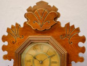 Antique Ansonia “Beaver” Kitchen Clock. Walnut case is