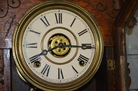 Antique Ingraham Hanging Kitchen Clock. Oak case with