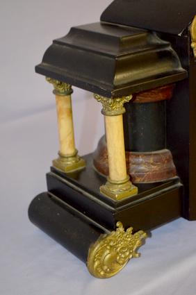Antique Gilbert Mantel Clock. Enameled wood case, 4