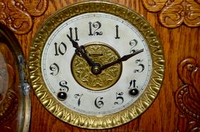 Ingraham Oak “Cabinet No. 14” Clock. T&S, signed paper