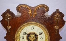 Antique Seth Thomas “Reminder Alarm” Shelf Clock. Dark