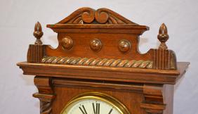 Fattorini & Sons Wood Bell Alarm Clock. T/O, signed