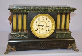 Antique Seth Thomas Mantel Clock. Adamantine finish, 6