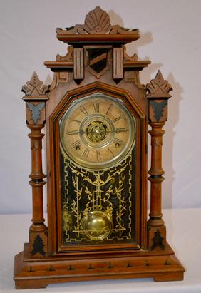 Antique Ingraham Kitchen Clock. Walnut case with