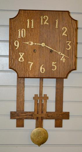 Antique Misssion Style Arts & Crafters Clock. Solid oak