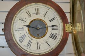 Antique New Haven Short Drop Octogon Hanging Clock.
