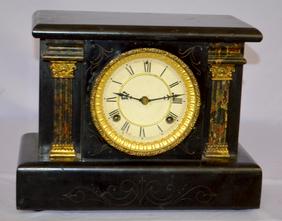 Antique Enameled Wood Mantel Clock. Movement not