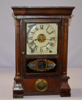 Antique Seth Thomas Cottage Clock. 6″ metal dial, T&S,
