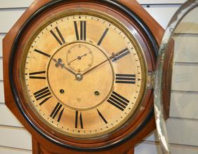 Ansonia Walnut “Office” Regulator. T&S, signed 12″