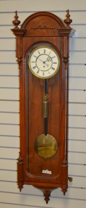 1 Weight Walnut Vienna Regulator. T/O, signed 8″