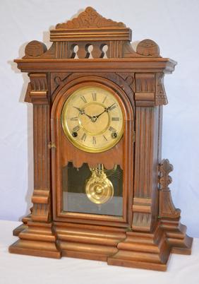 Ingraham Walnut “Bazar” Cabinet Clock. T&S, unsigned