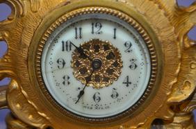 Antique Novelty Clock w/ Candleholders. Very nice case