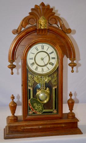 Antique Black Walnut Kitchen Clock. New Haven w/ paper