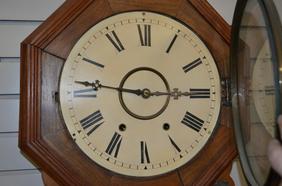 Octogon Top Inlaid Wall Regulator. T&S, 12″ unsigned