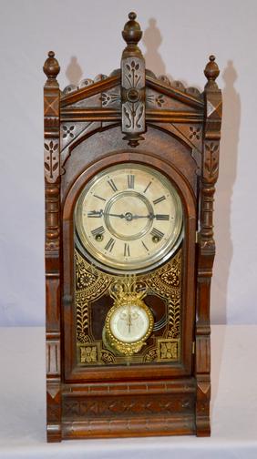 Antique Walnut “Langtry” Kitchen Clock. 8 Day strike.