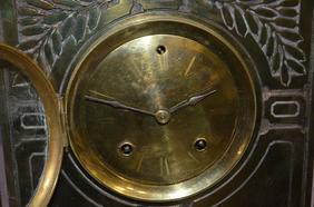 Antique Colonial Metal Cased Mantel Clock. Brass