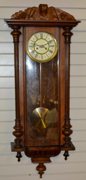 Walnut Carved German Vienna Regulator. T&S, decorated