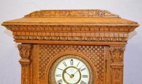 Handmade Very Large Oak Shelf Clock w/ Ansonia Mvmt.