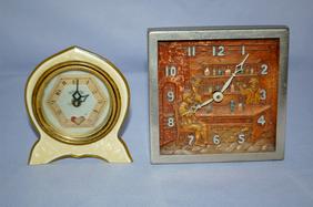 4 Antique Novelty Clock. 1.) Lux clock metal with