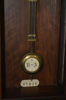 Walnut Ingraham RA Wall Clock. T&S, signed 5″ porcelain