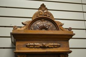 German Walnut Carved Wall Clock. T&S, 6″ unsigned