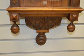 German Walnut Carved Wall Clock. T&S, 6″ unsigned