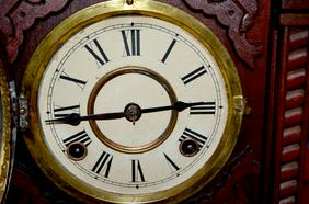 Waterbury Cherry “Wynta” Mantel Clock. T&S, unsigned