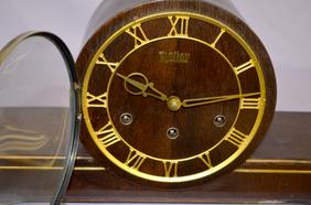 Antique Tambour Chime Clock. Venneer case with 5