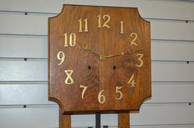 Antique Missions Style Wall Clock. Oak case with metal