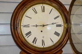 Antique Ingraham Long Drop “Postal” Clock. Oak case