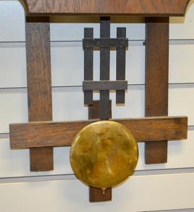 Mission Oak Wall Clock. T&S, metal numerals, has