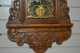 Antique Waterbury Hanging Kitchen Clock. Oak case with