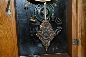 Antique Ingraham “Suwanne” Hanging Kitchen Clock. Oak