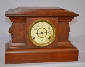 Antique Seth Thomas Oak Case Mantel Clock. Polished oak